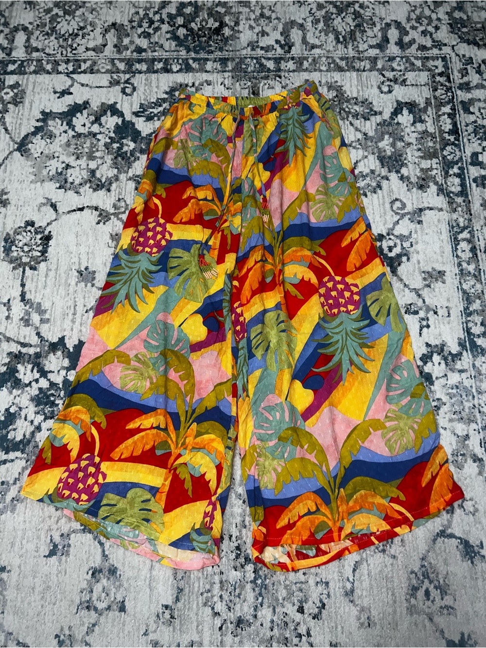 Christian Siriano New York Colorful Tropical Wide-Leg Pants - Picture 2 of 7